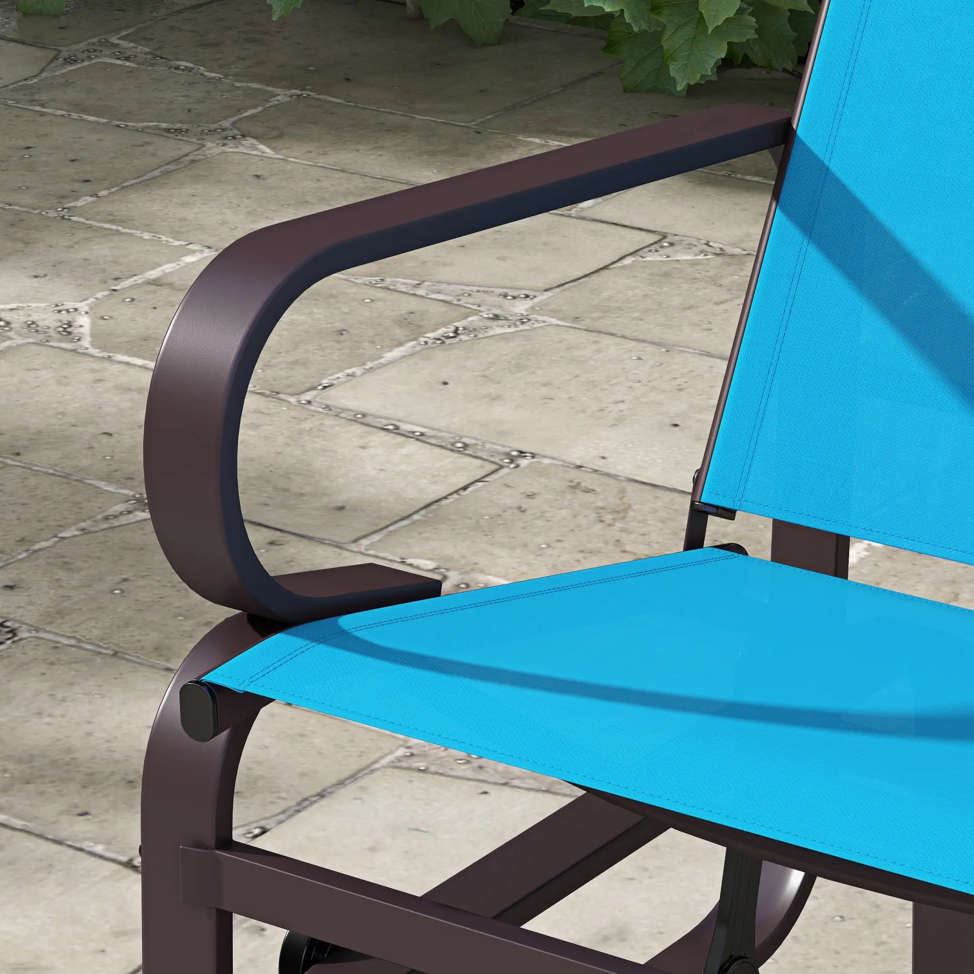 Patio Glider with Mesh Fabric, Outdoor Rocking Chair, Blue Outdoor Gliders at Gallery Canada