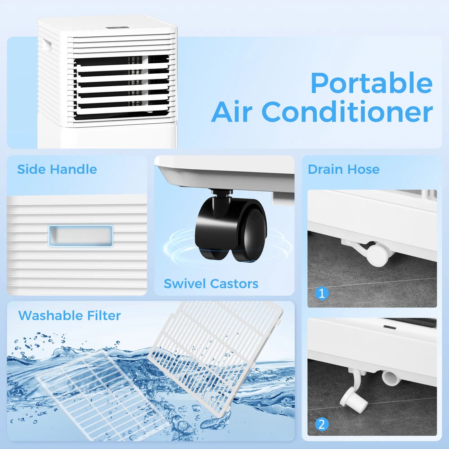 10000 BTU Portable Air Conditioner, Fan, Dehumidifier, Remote, 24H Timer, White Air Conditioner at Gallery Canada