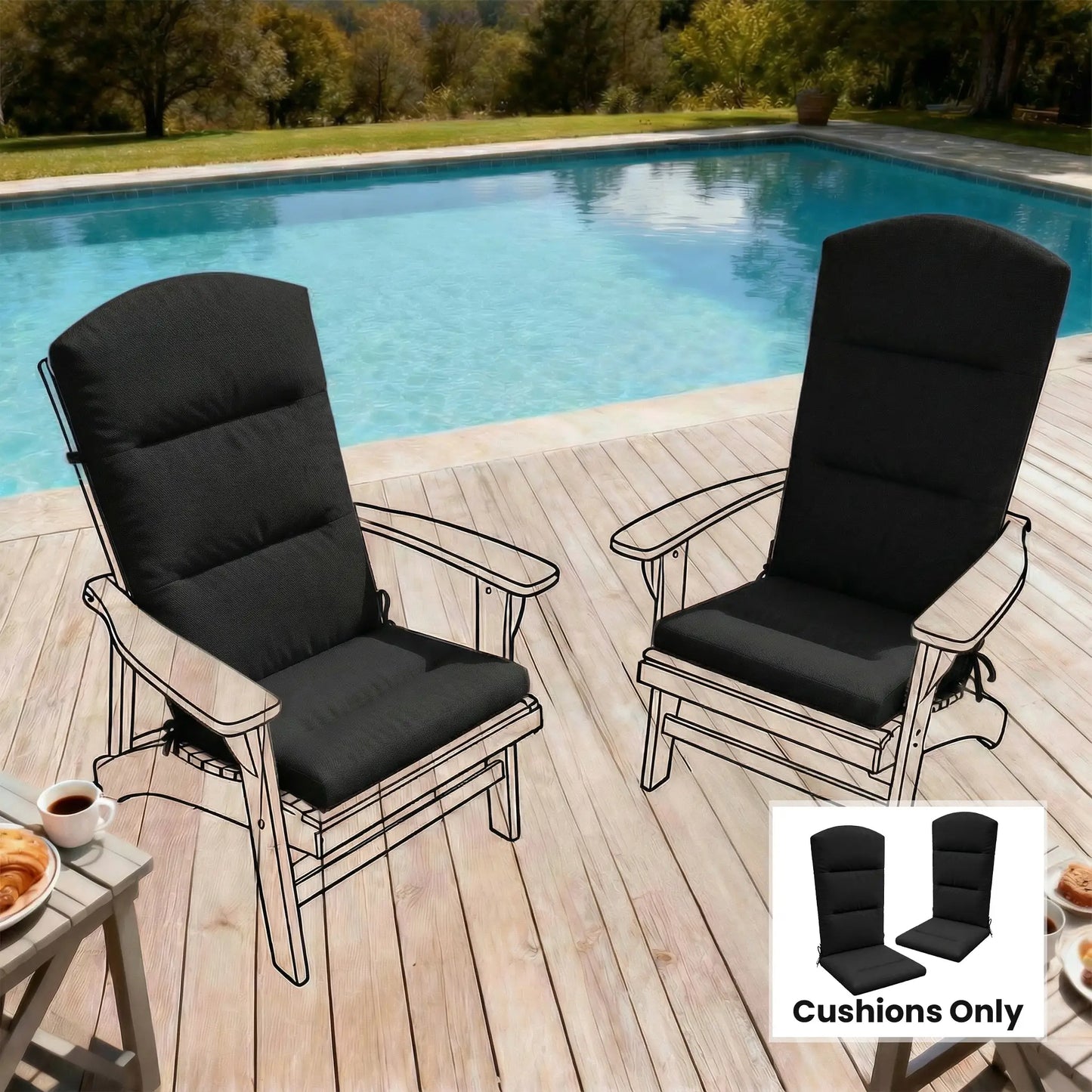 Patio Chair Cushion For Adirondack Chairs, Black Patio Chair Cushions at Gallery Canada