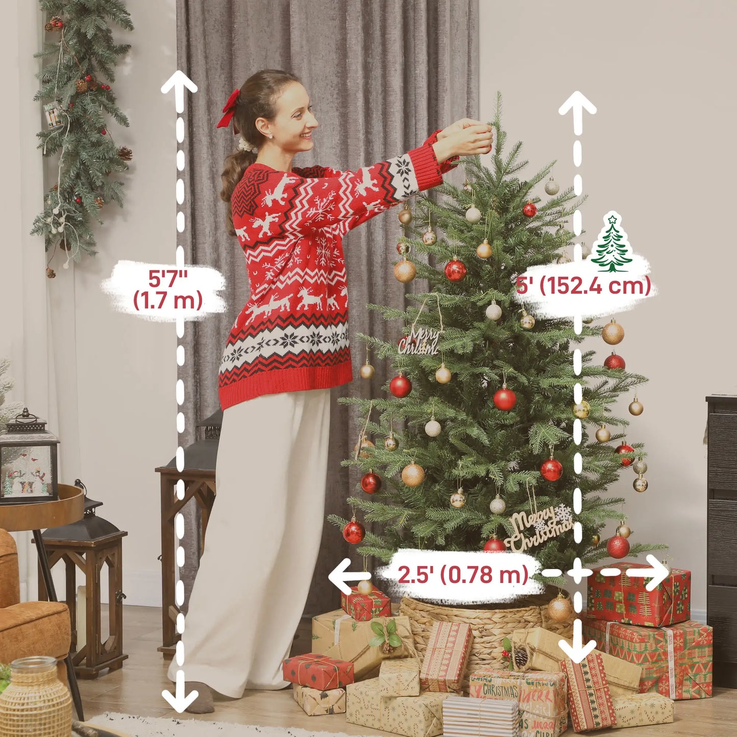 5 ft Artificial Christmas Tree, Dense Branches, Ponderosa Fir, Hinged, Easy Assembly Artificial Christmas Trees at Gallery Canada