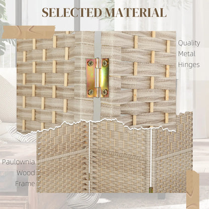 6 Ft Folding Room Divider, 3 Panel Privacy Screen, Light Oak