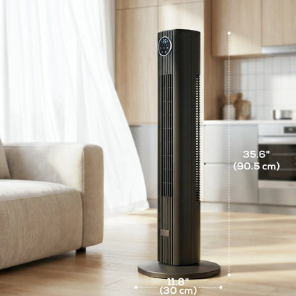 28dB Tower Fan, 12 Speeds, 4 Modes, 80° Oscillating, 12H Timer, Black Tower Fans at Gallery Canada