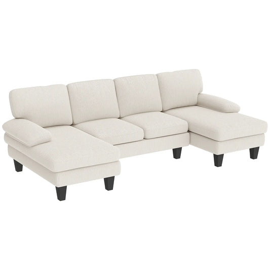 U-Shaped Sectional Sofa, Double Chaise, 2200lb Capacity, Beige 3-Seater Sofas Beige at Gallery Canada