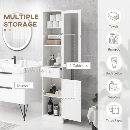 Tall Bathroom Storage Cabinet, 2 Doors, Adjustable Shelves, White Bathroom Cabinets at Gallery Canada