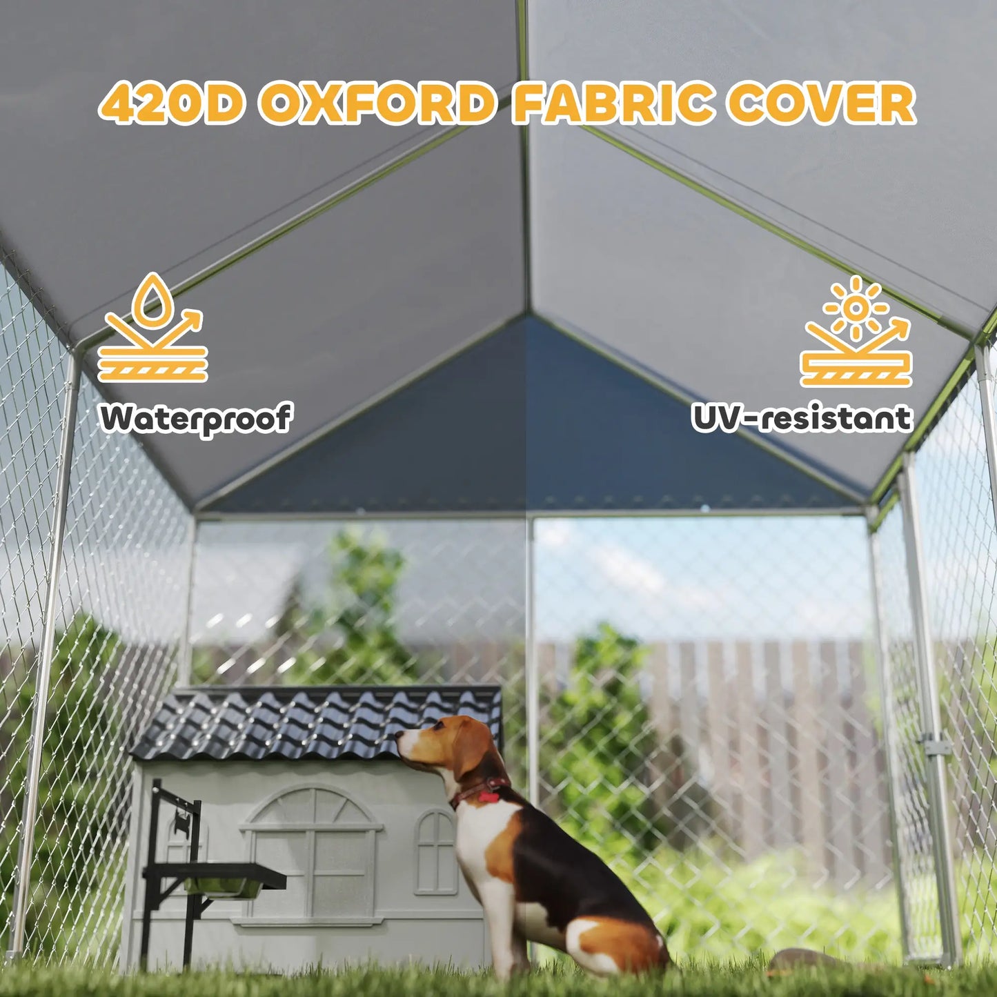 Outdoor Dog Kennel, Waterproof Anti-UV Cover, Quick-Connect Frame, Secure Lock Houses, Kennels & Pens at Gallery Canada