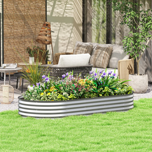 7' x 3' x 1' Galvanized Raised Garden Bed, Outdoor Planter Box, Silver Raised Garden Beds Silver at Gallery Canada