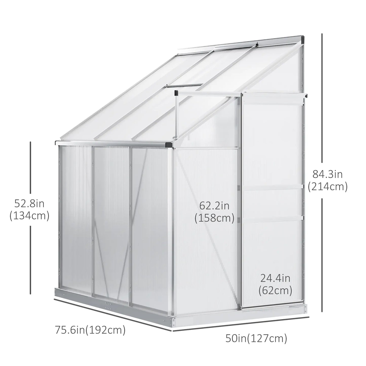 6' x 4' Aluminum Greenhouse, Polycarbonate, Adjustable Roof Vent, Clear Walk In Greenhouses at Gallery Canada