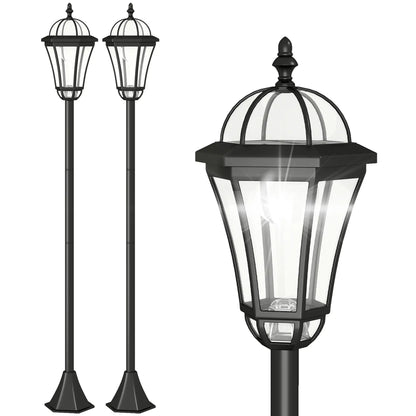 2 Piece LED Solar Garden Lights, Auto Switch, Water-Resist, 6 Hours, Black Solar Post Lamps Black at Gallery Canada