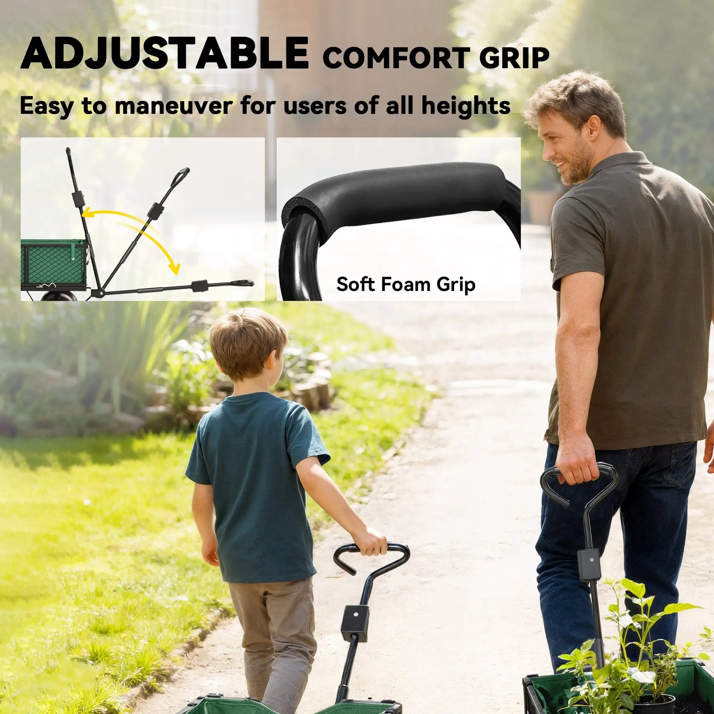 Steel Garden Cart, Removable Liner, Quick-Release Sides, 10" Wheels, 660lbs, Green Folding Garden Carts at Gallery Canada