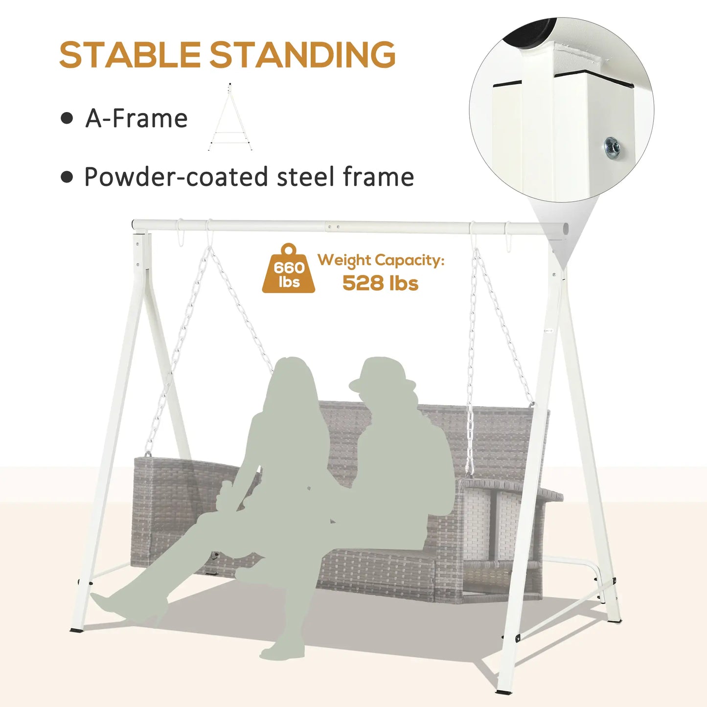 Metal Swing Stand, Hanging Chair Frame, 528 LBS, Backyard, Patio, Lawn, White Hammock Stands at Gallery Canada