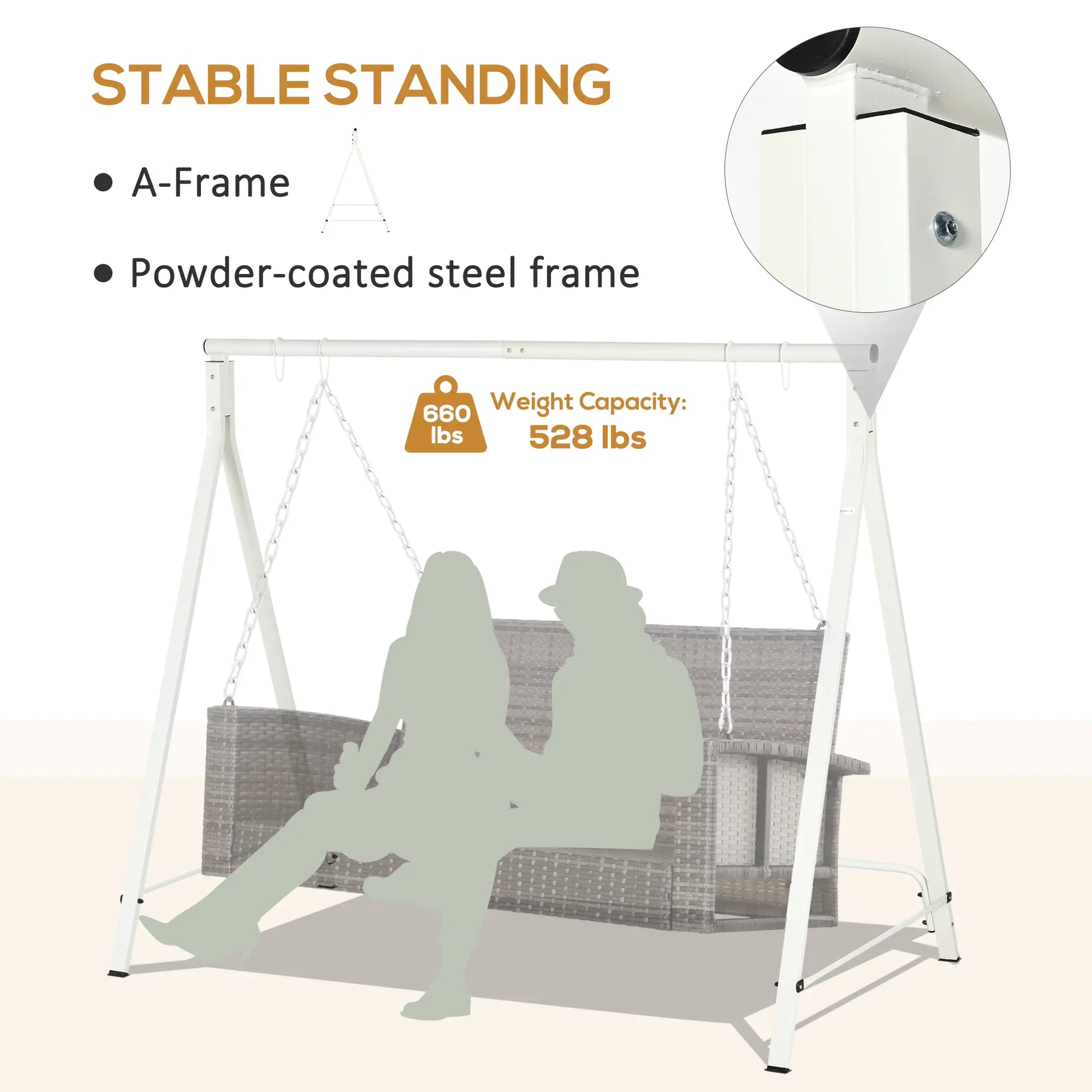 Metal Swing Stand, Hanging Chair Frame, 528 LBS, Backyard, Patio, Lawn, White Hammock Stands at Gallery Canada