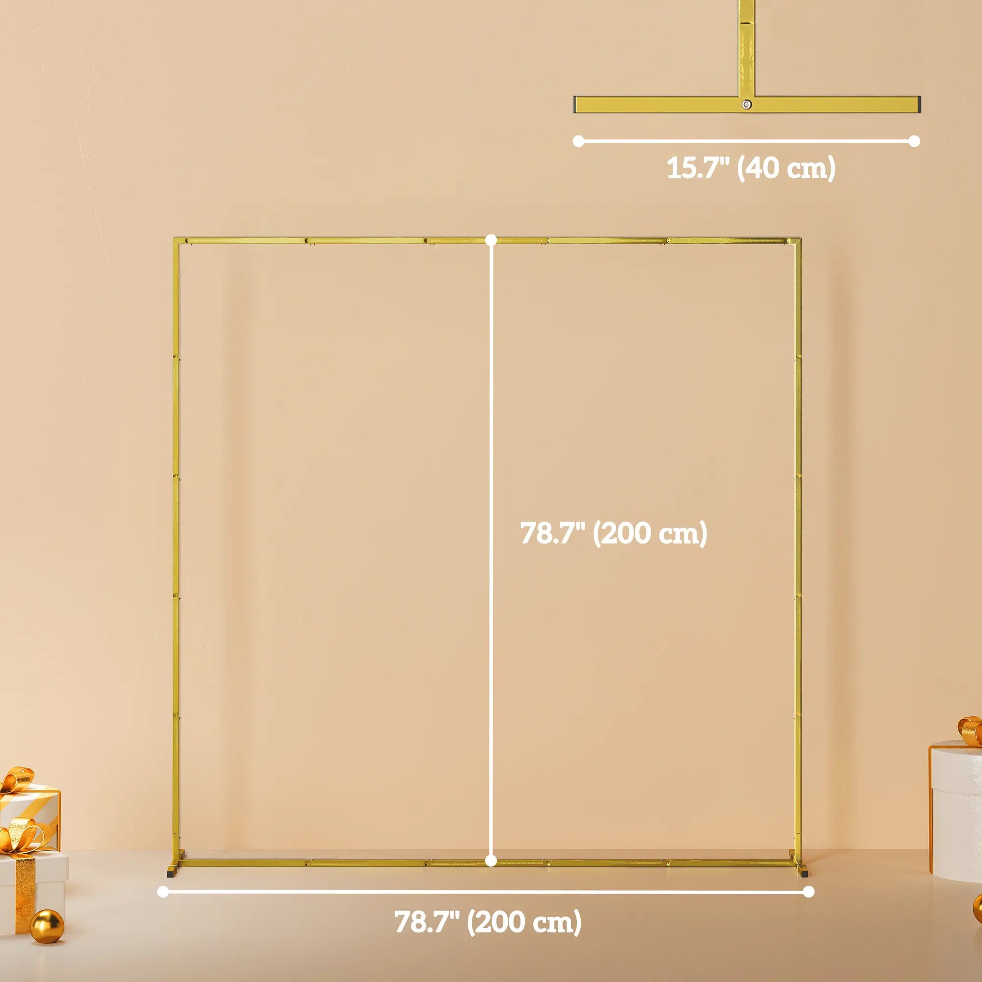 Square Wedding Arch, 6.6 FT Metal Frame With U-Shaped Stakes, Gold Garden Arches at Gallery Canada