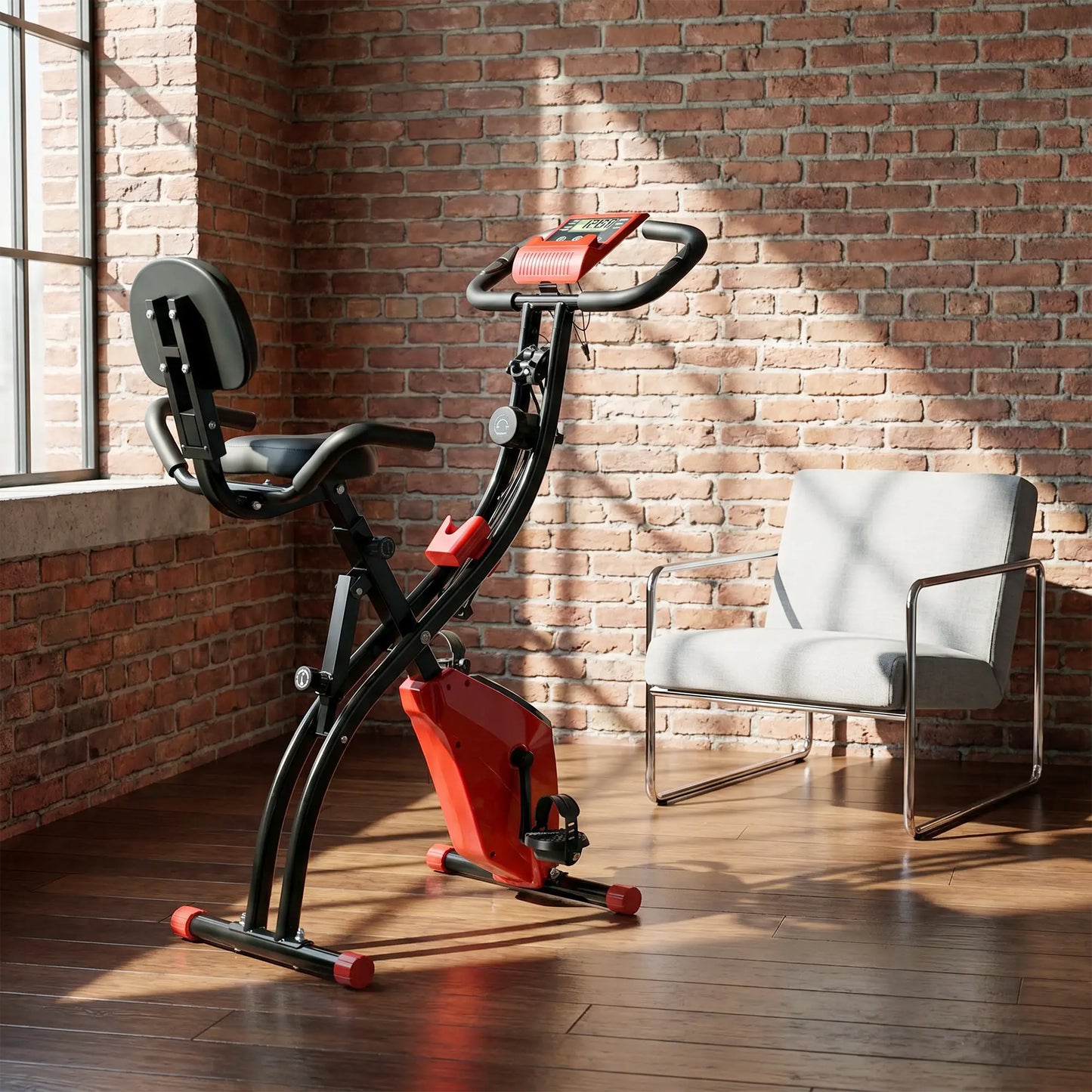 3 in 1 Folding Exercise Bike, 8-Level Magnetic Resistance, Adjustable Seat, Red Exercise & Stationary Bikes at Gallery Canada