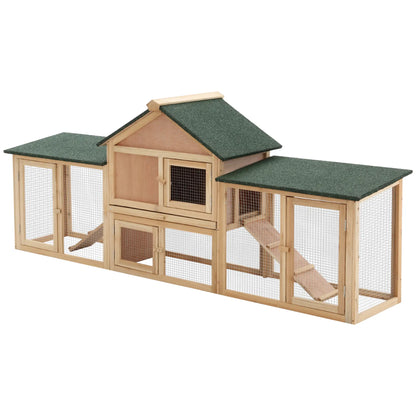 Large Rabbit Hutch, Bunny Cage, Guinea Pig House, 83"x18"x33", Natural Rabbit Hutch at Gallery Canada