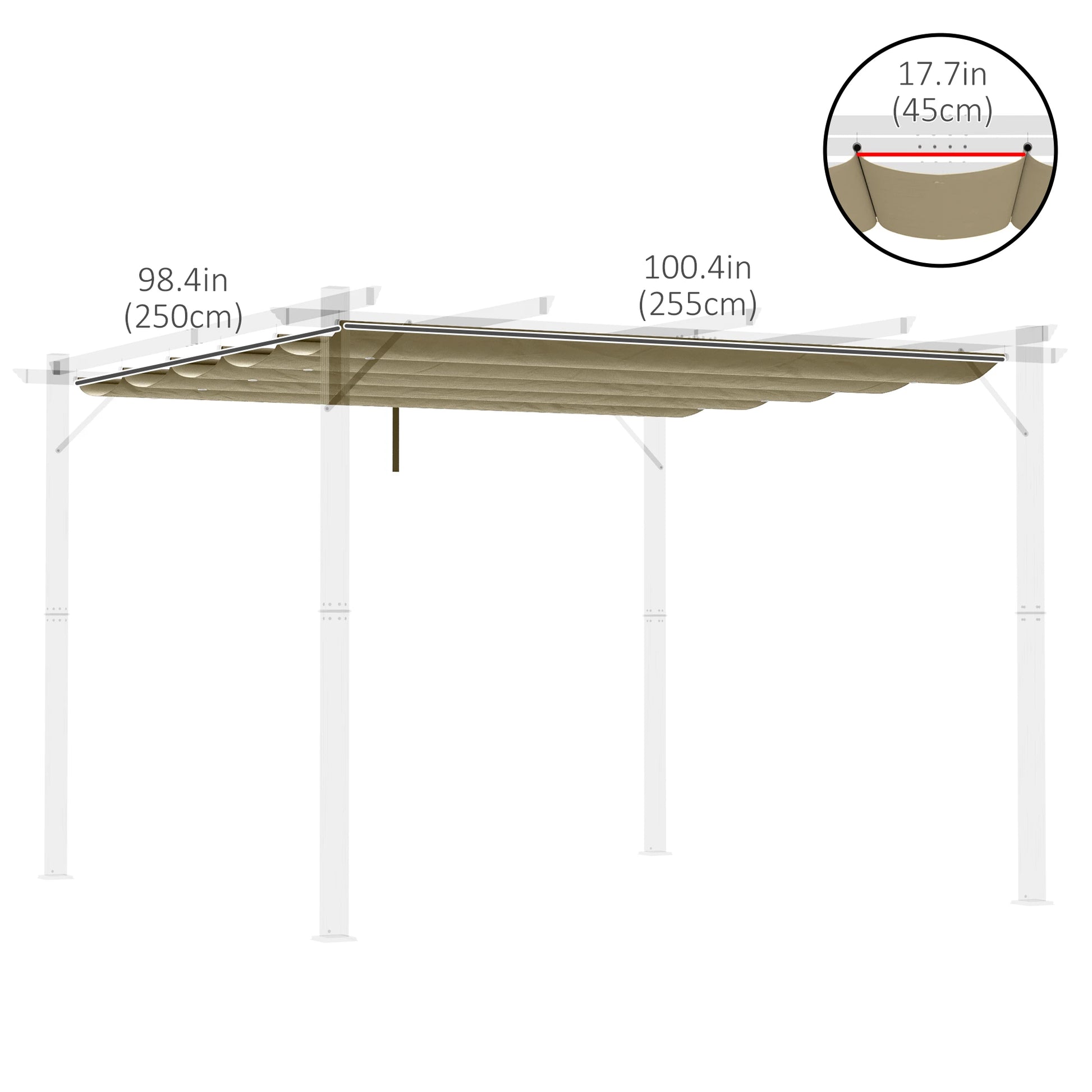 Retractable Pergola Canopy, 10' x 10', Tan Gazebo Canopy Replacement at Gallery Canada