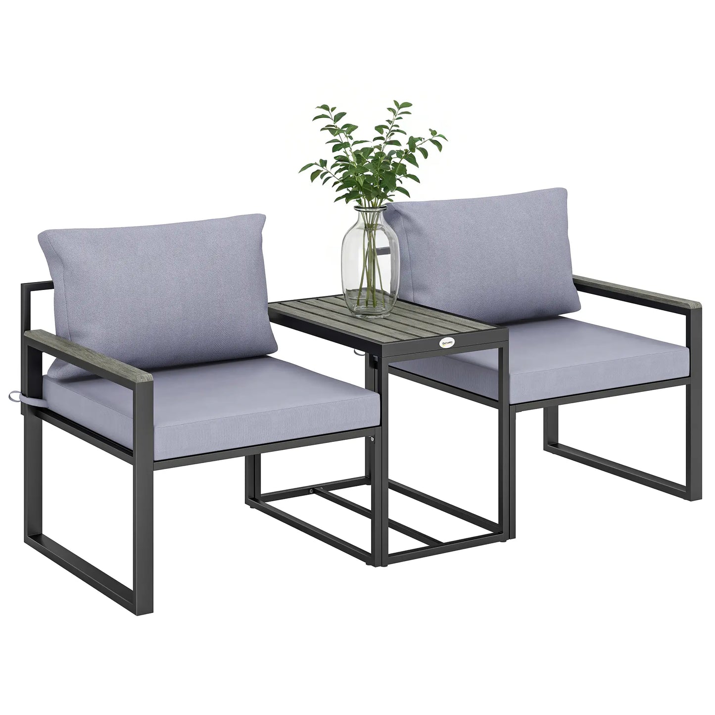 Outdoor Bistro Set, 2 Chairs And Side Table, Patio Furniture, Grey Bistro Sets at Gallery Canada
