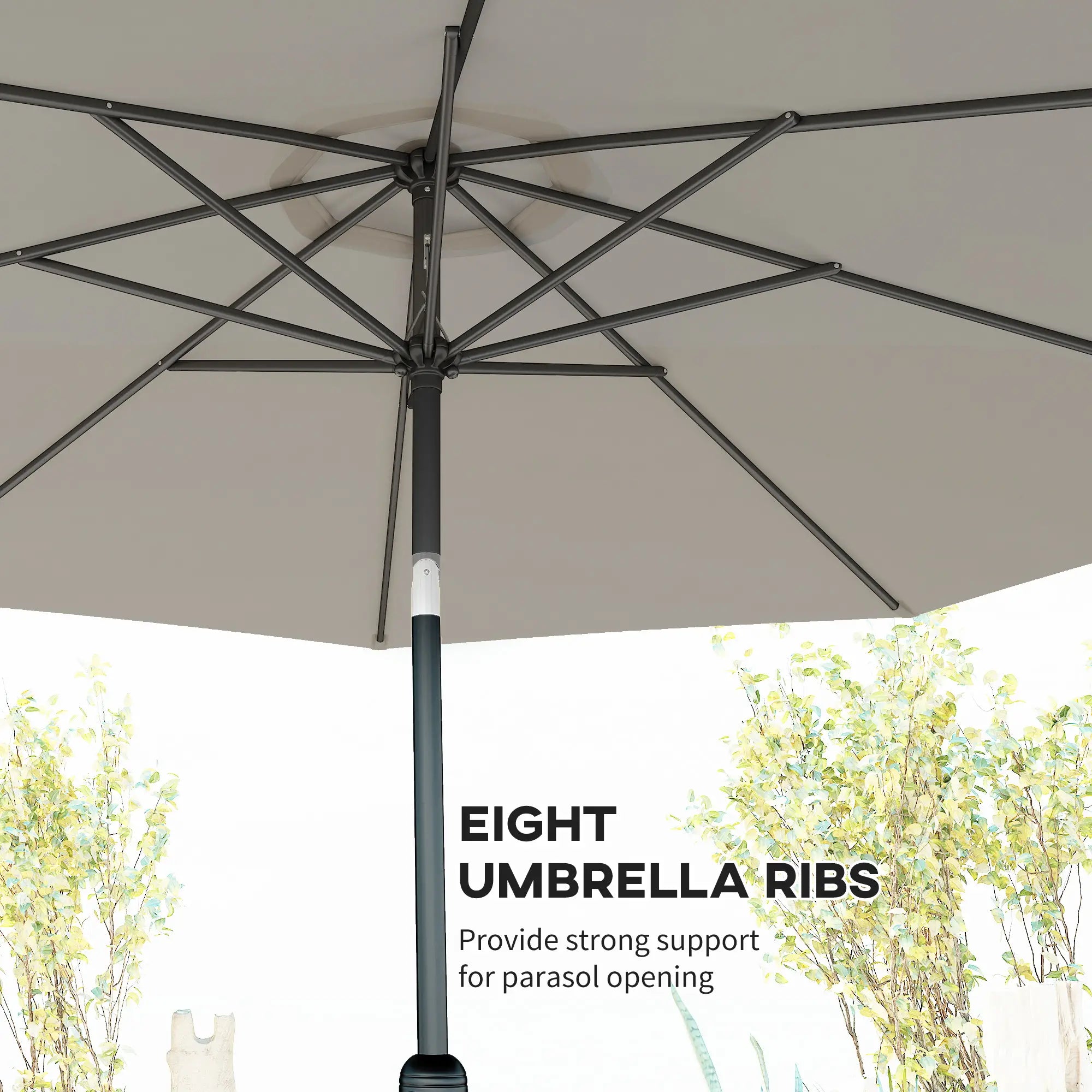 10' x 8' Round Patio Umbrella, Crank Handle, Tilt, Light Grey Sun Umbrellas at Gallery Canada