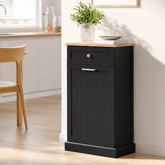 Kitchen Tilt Out Trash Bin Cabinet, Free Standing, Black Storage Cabinets Black at Gallery Canada