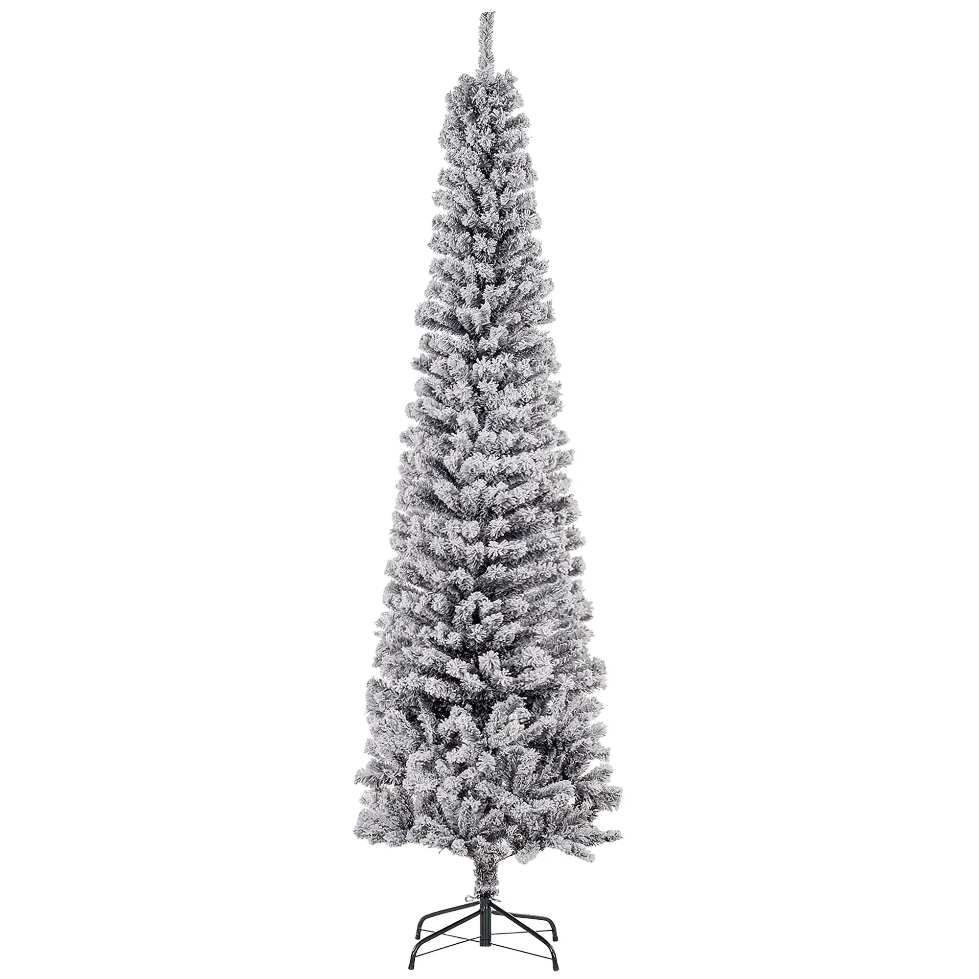 7.5ft Flocked Pencil Christmas Tree, Realistic Branch Tips, Black Flocked Christmas Trees at Gallery Canada