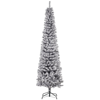 7.5ft Flocked Pencil Christmas Tree, Realistic Branch Tips, Black Flocked Christmas Trees at Gallery Canada