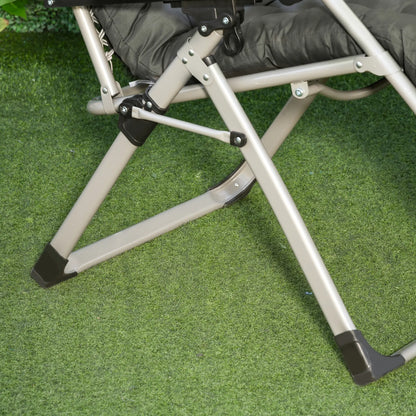 Reclining Zero Gravity Chair, Adjustable Backrest, Folding Sun Lounger, Removable Cushion, Headrest, Dark Grey Lounger Chairs at Gallery Canada