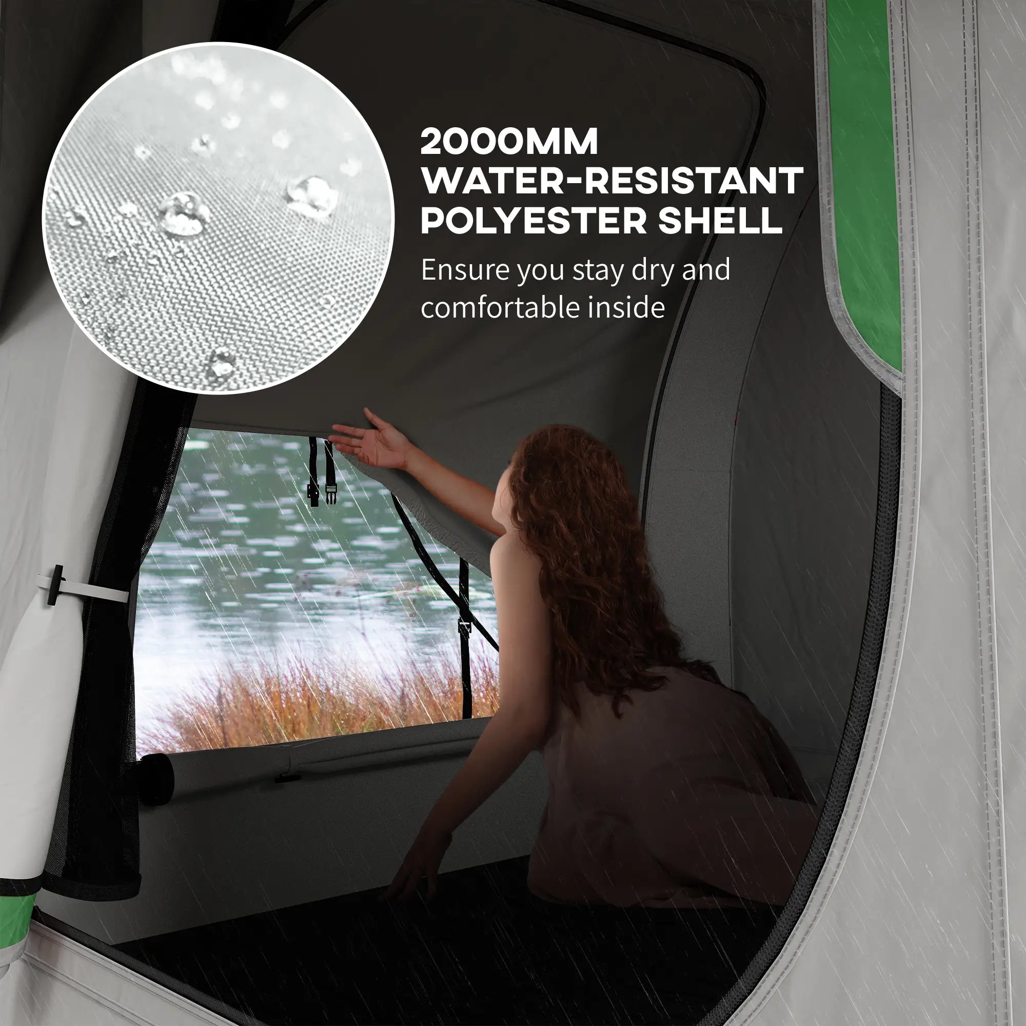 2000mm Waterproof SUV Tent, 3 Doors, Mesh Window, 5-6 Person, Grey Green Camping Tents at Gallery Canada