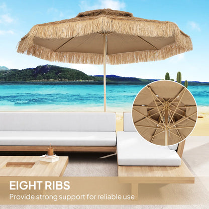 10 ft. Hula Thatched Tiki Umbrella, UPF30+, 8 Ribs, Natural Sun Umbrellas at Gallery Canada