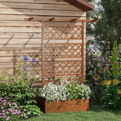 Wooden Planter with Trellis, Raised Garden Bed, Orange Raised Garden Beds at Gallery Canada
