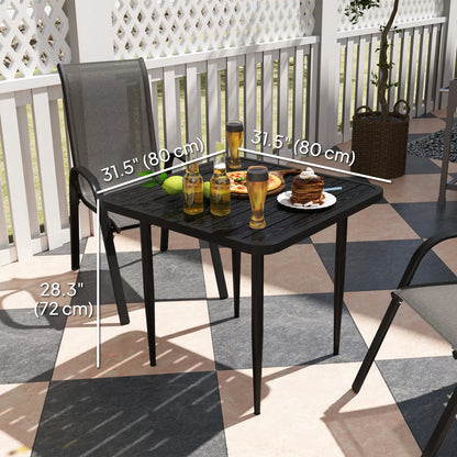 31.5" Metal Square Patio Dining Table for 4, Outdoor Garden, Black Patio Dinning Tables at Gallery Canada