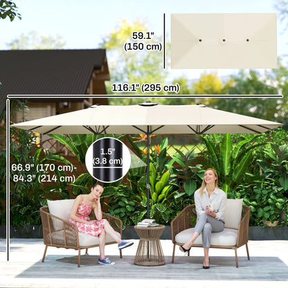 Double-Sided Patio Umbrella With Tilt, Adjustable Height, Vents, 12 Ribs, White Double-sided Umbrellas at Gallery Canada