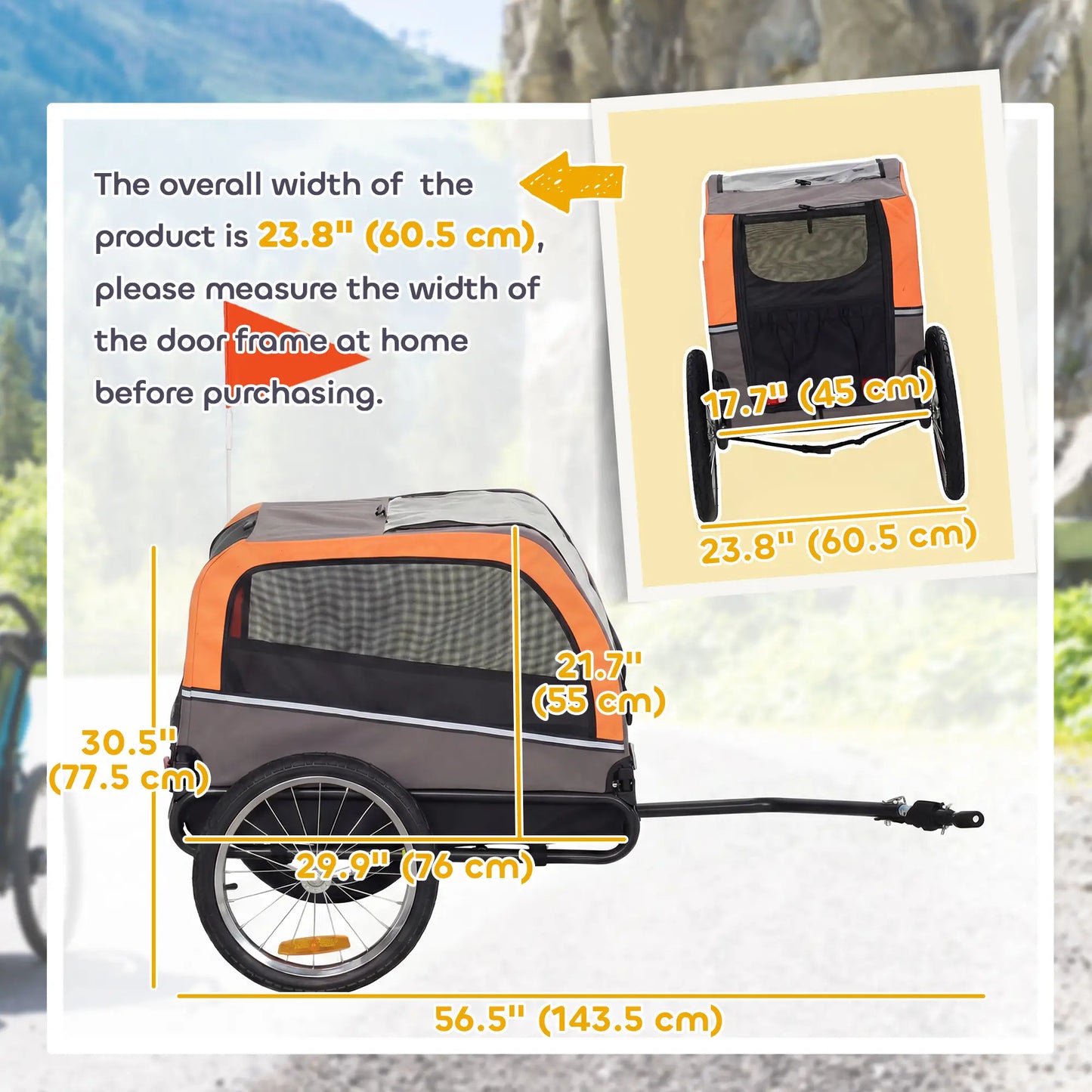Dog Bike Trailer, Pet Cart Carrier With 2 Doors, Large Wheels, Safety Flag Dog Bike Trailers & Strollers at Gallery Canada
