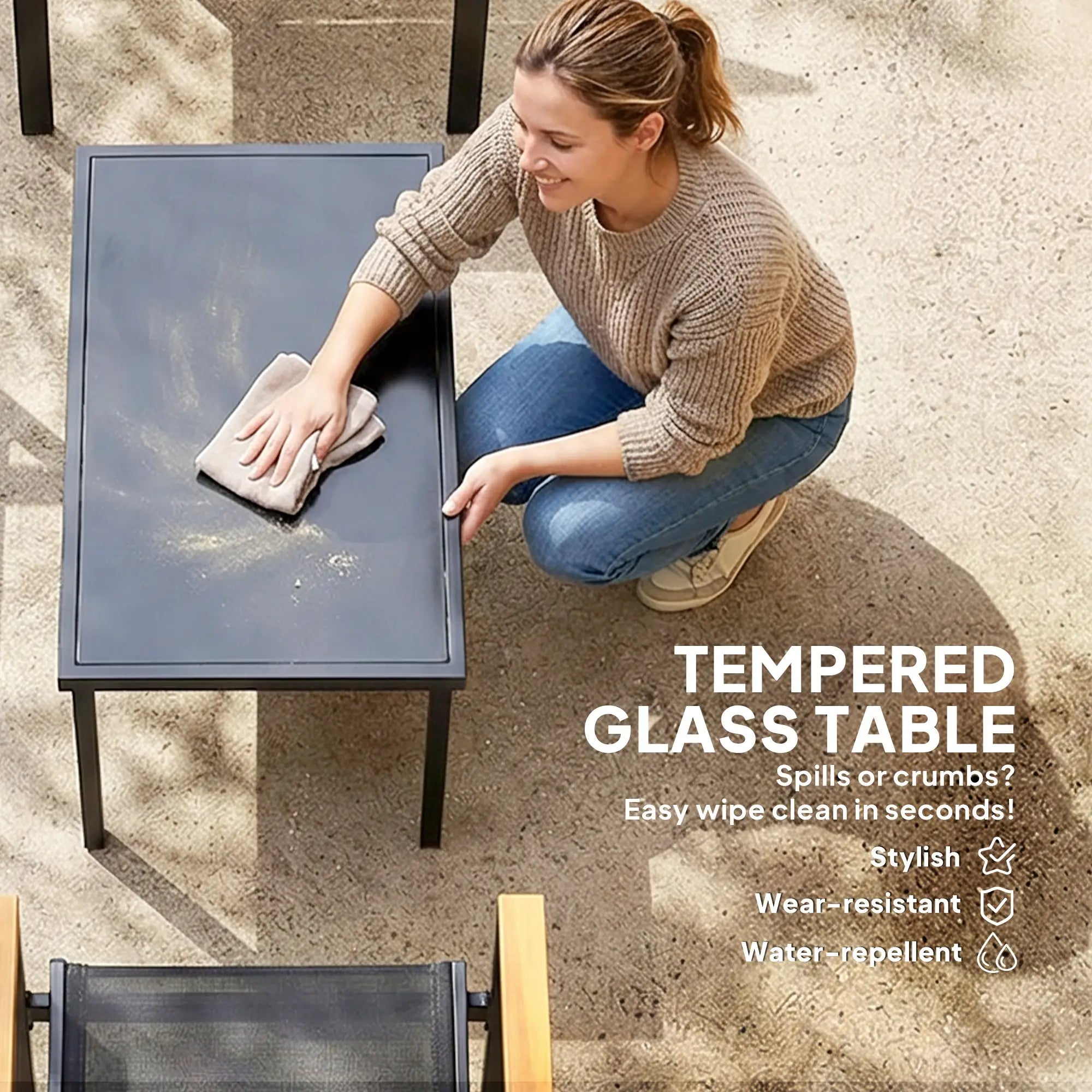 4 Piece Patio Furniture Set, Tempered Glass Tabletop, Black Patio Furniture Sets at Gallery Canada
