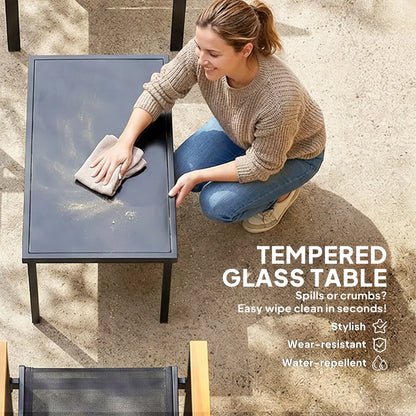 4 Piece Patio Furniture Set, Tempered Glass Tabletop, Black Patio Furniture Sets at Gallery Canada