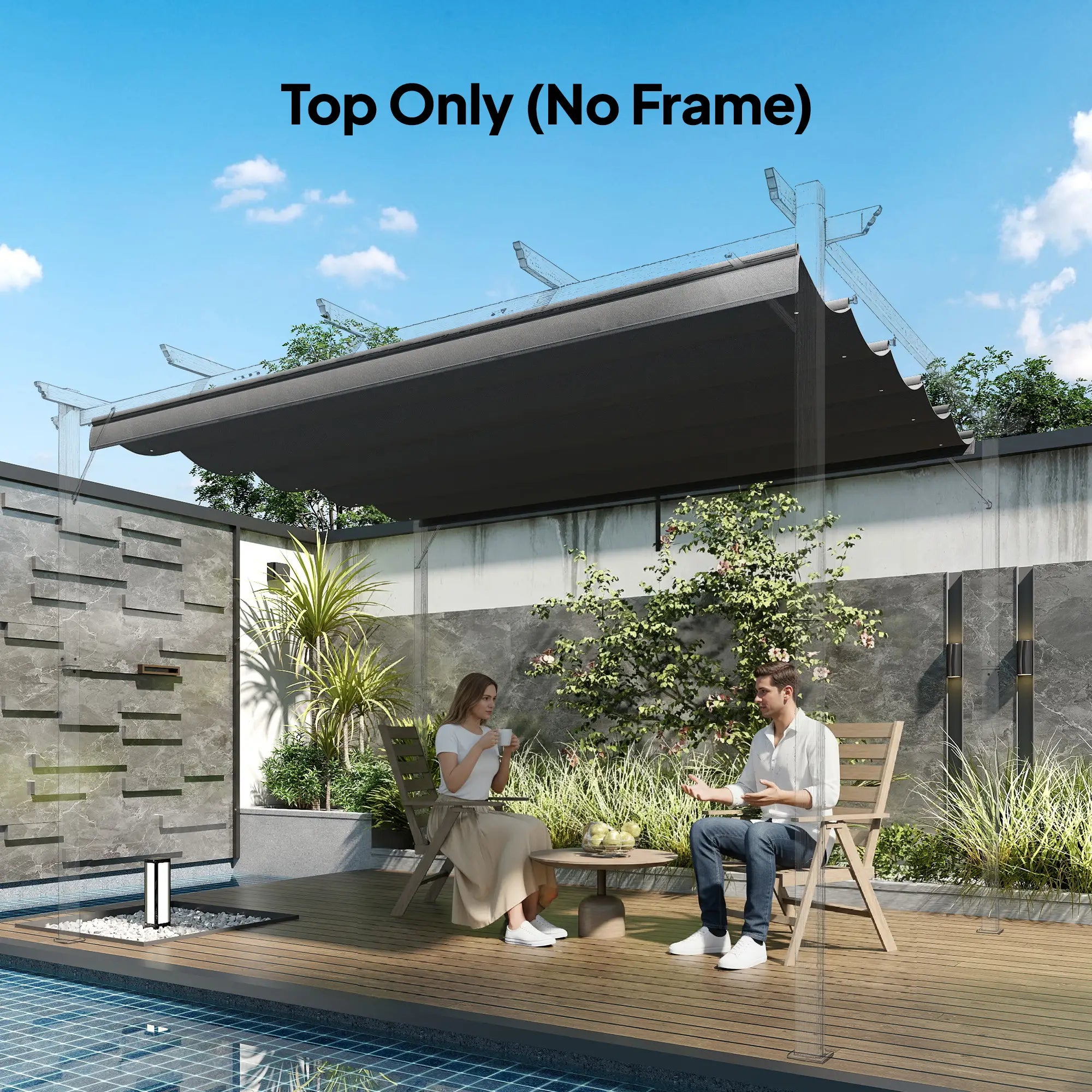 8.5'x11.5' Retractable Pergola Canopy Replacement, Dark Grey Gazebo Canopy Replacement at Gallery Canada