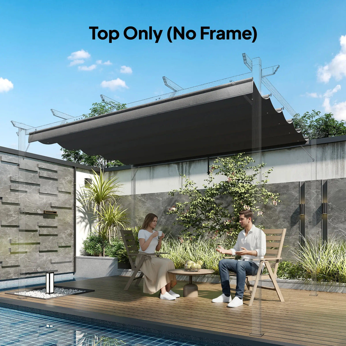 8.5'x11.5' Retractable Pergola Canopy Replacement, Dark Grey Gazebo Canopy Replacement at Gallery Canada