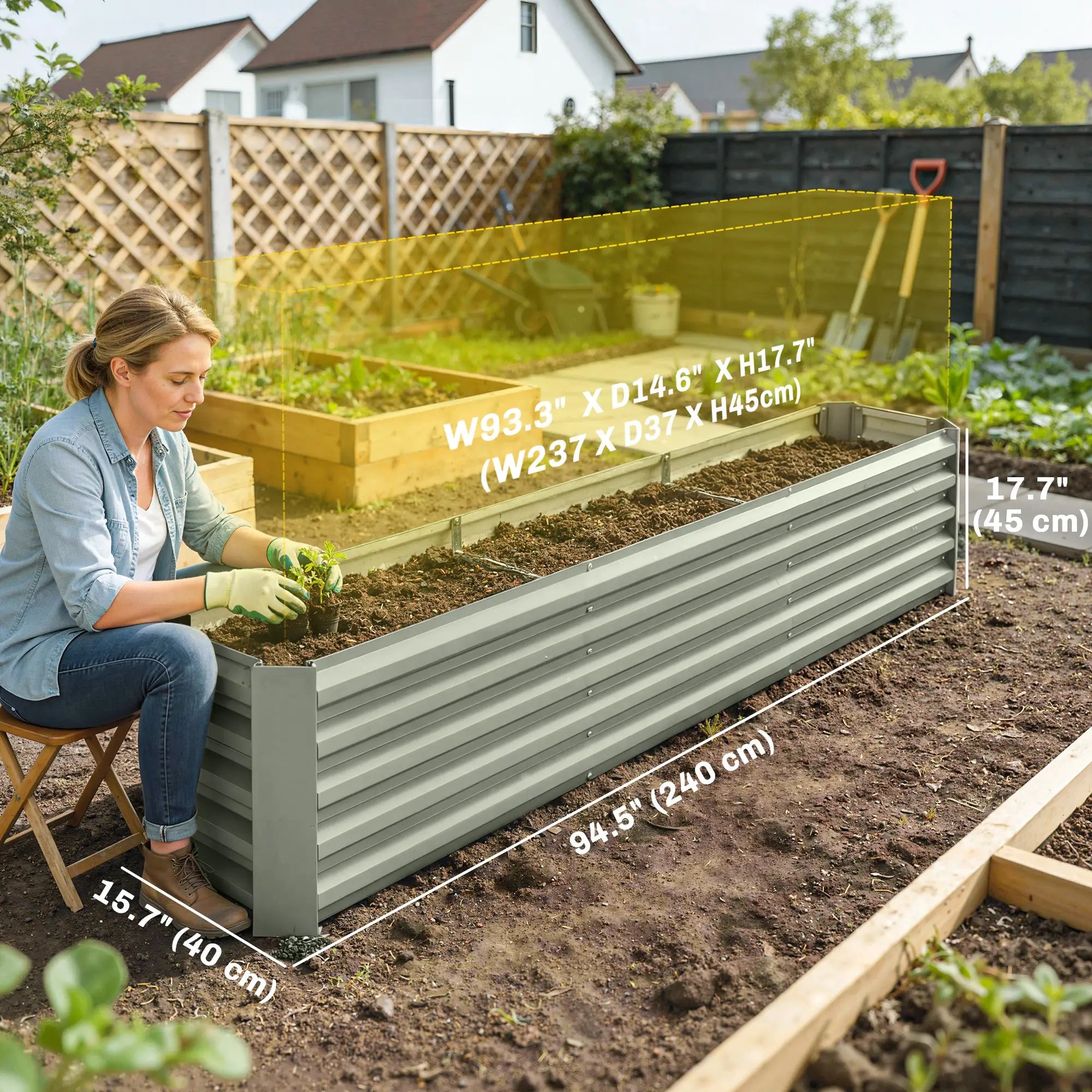 8 x 1.3 x 1.5ft Galvanized Raised Garden Bed, Reinforced Planter Box, Light Grey Galvanized Planter Boxes at Gallery Canada