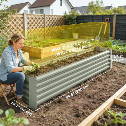 8 x 1.3 x 1.5ft Galvanized Raised Garden Bed, Reinforced Planter Box, Light Grey Galvanized Planter Boxes at Gallery Canada