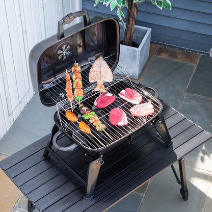 Portable Steel Charcoal Grill, Foldable Outdoor BBQ, 59 x 43 x 39 cm, Black Charcoal BBQ Grils at Gallery Canada