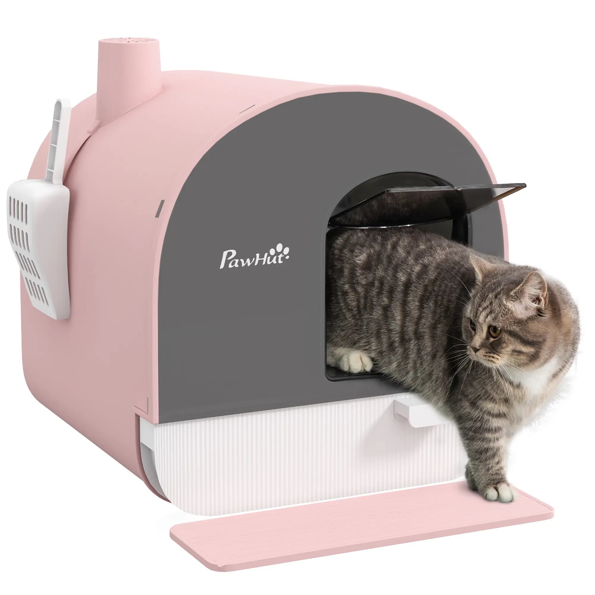 Cat Litter Box with Lid, Removable Tray, Scoop, Filter, Pink Cat Litter Box Enclosures at Gallery Canada