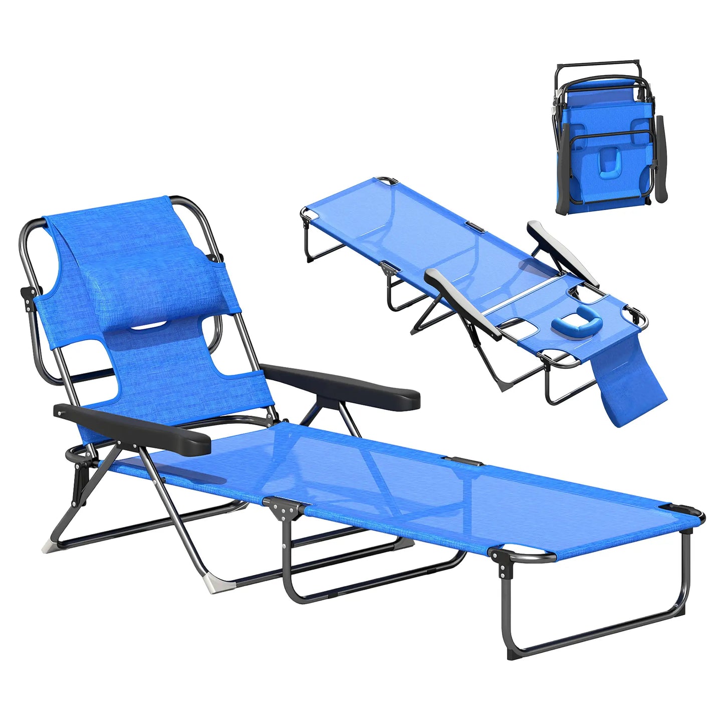 Folding Lounge Chair, Reclining Back, Dark Blue Lounger Chairs at Gallery Canada
