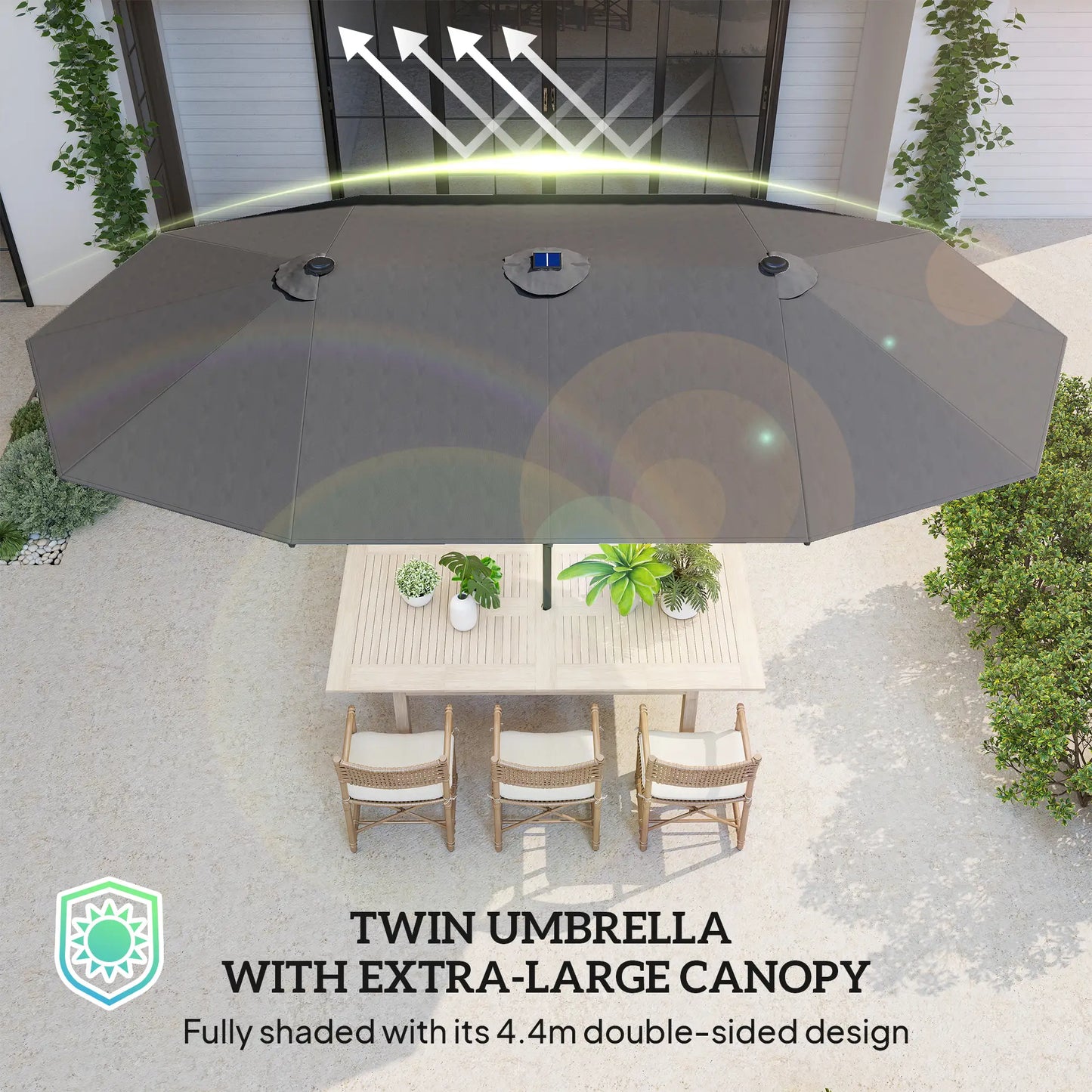 173" Double-Sided Sun Umbrella, Garden Parasol, Outdoor Sun Shade, Dark Green Double-sided Umbrellas at Gallery Canada