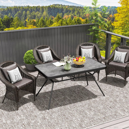 Rectangle Outdoor Dining Table for 6, 1.7" Umbrella Hole, 55" x 31.5" x 28" Patio Dinning Tables at Gallery Canada