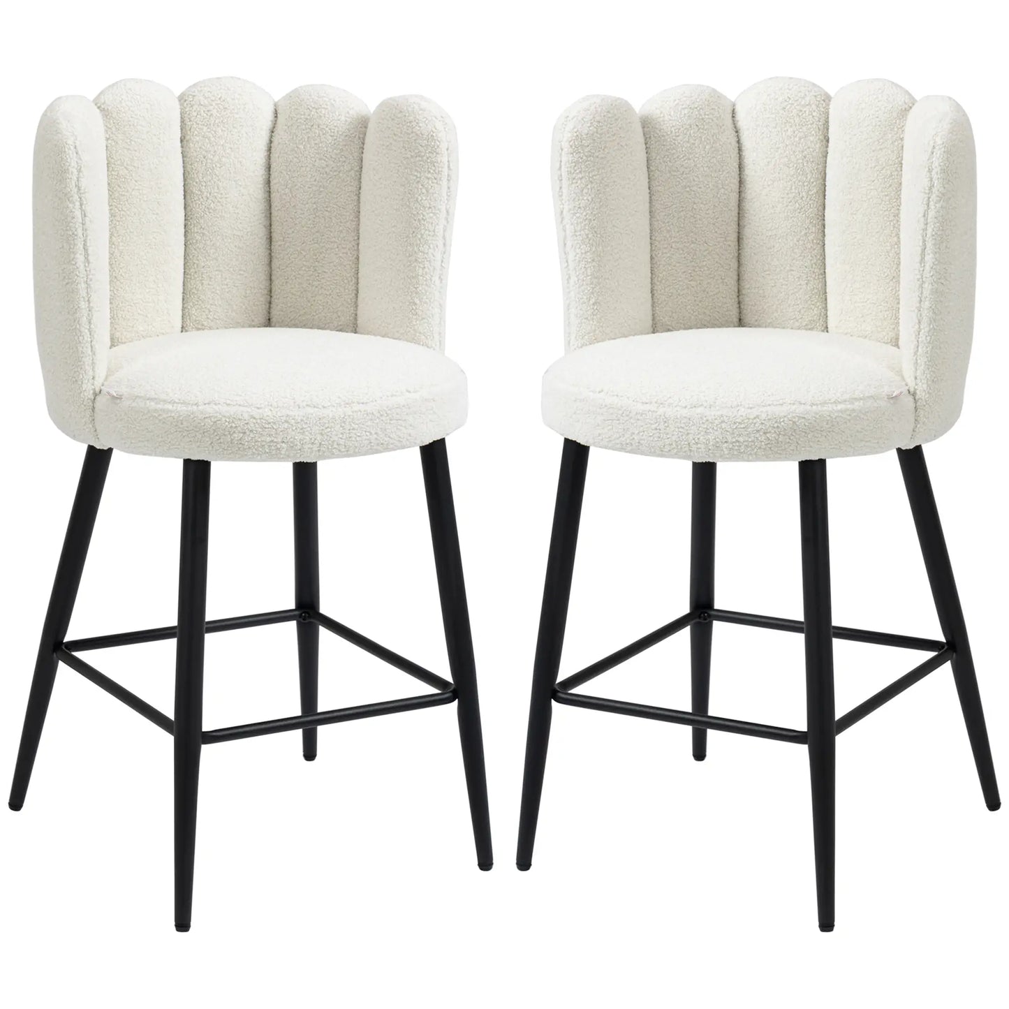Faux Cashmere Bar Stools, Set of 2, Counter Height, 20.5"x19.7"x36.6", Cream Bar Stools at Gallery Canada