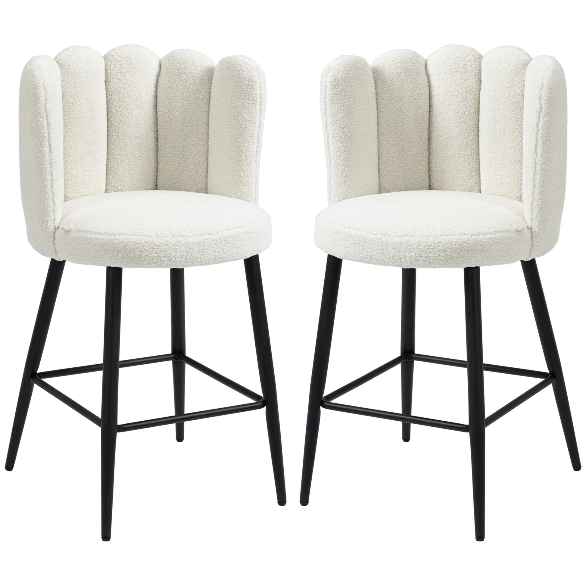 Faux Cashmere Bar Stools, Set of 2, Counter Height, 20.5"x19.7"x36.6", Cream Bar Stools at Gallery Canada