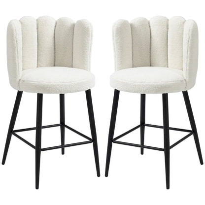 Faux Cashmere Bar Stools, Set of 2, Counter Height, 20.5"x19.7"x36.6", Cream Bar Stools at Gallery Canada