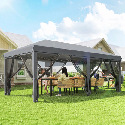 10' x 20' Pop Up Canopy Tent Gazebo, Removable Mesh Sidewall, Carry Bag, Grey Pop Up Canopies at Gallery Canada