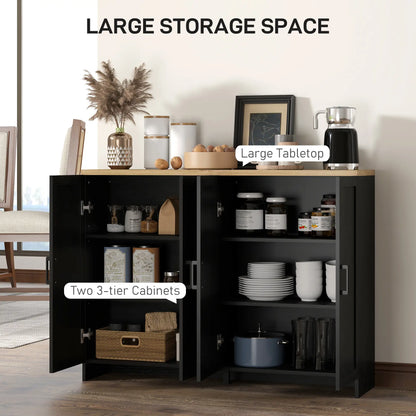Modern Sideboard Buffet Cabinet, 4 Doors Adjustable Shelves, Black Storage Cabinets at Gallery Canada