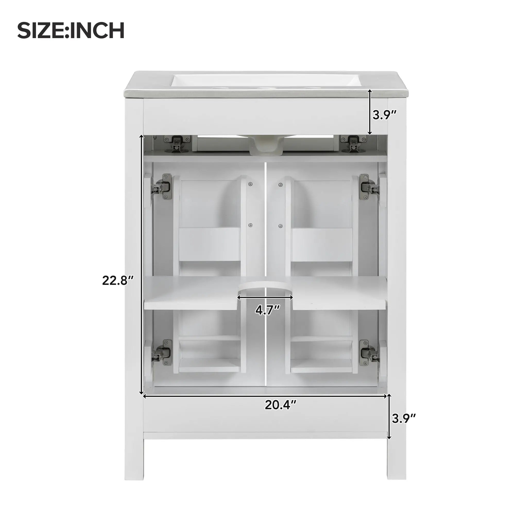 Bathroom Vanity Combo, Ceramic Sink, Storage Cabinet, 24