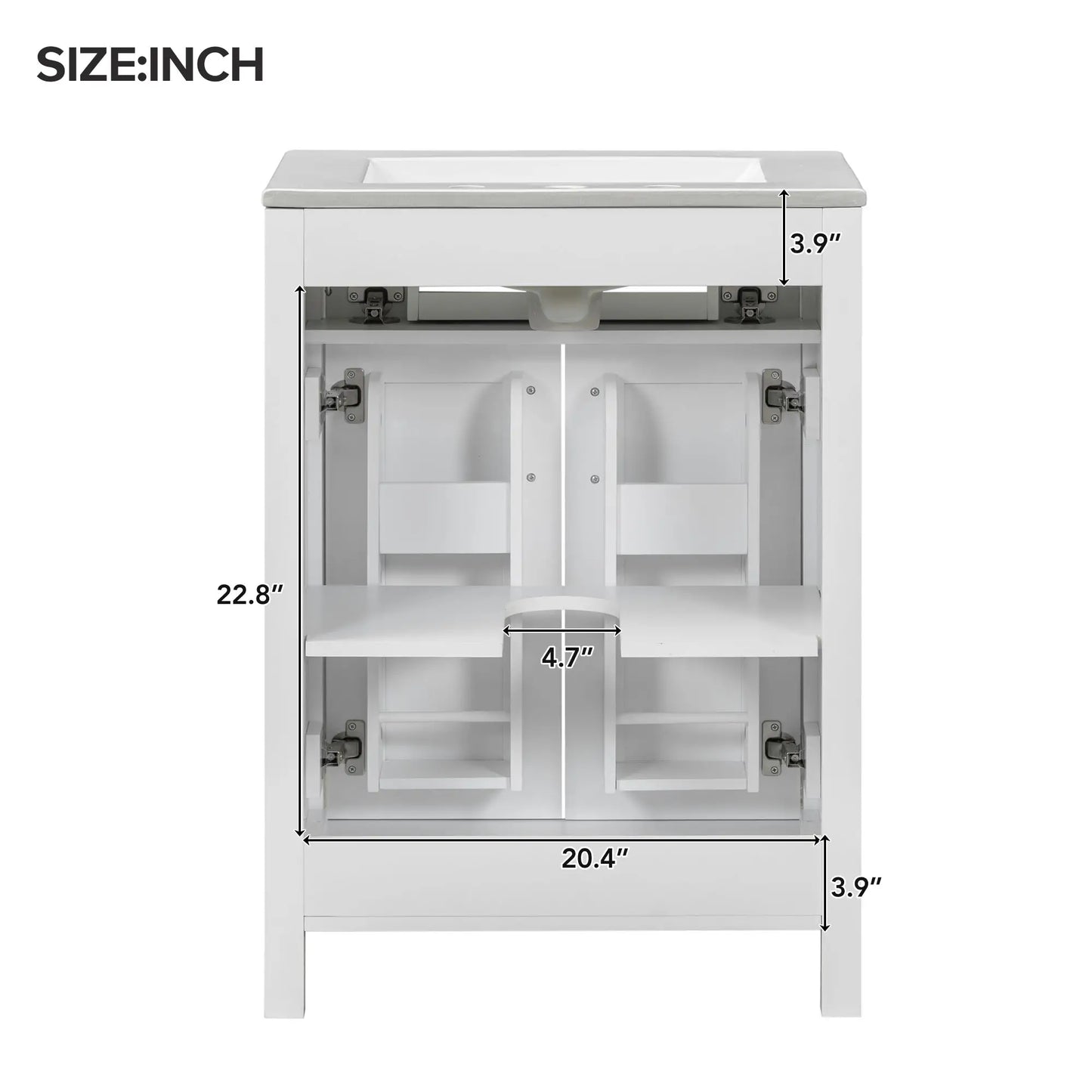 Bathroom Vanity Combo, Ceramic Sink, Storage Cabinet, 24" L x 18.5" W x 34" H, White Sink Cabinets at Gallery Canada