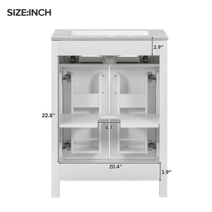 Bathroom Vanity Combo, Ceramic Sink, Storage Cabinet, 24" L x 18.5" W x 34" H, White Sink Cabinets at Gallery Canada